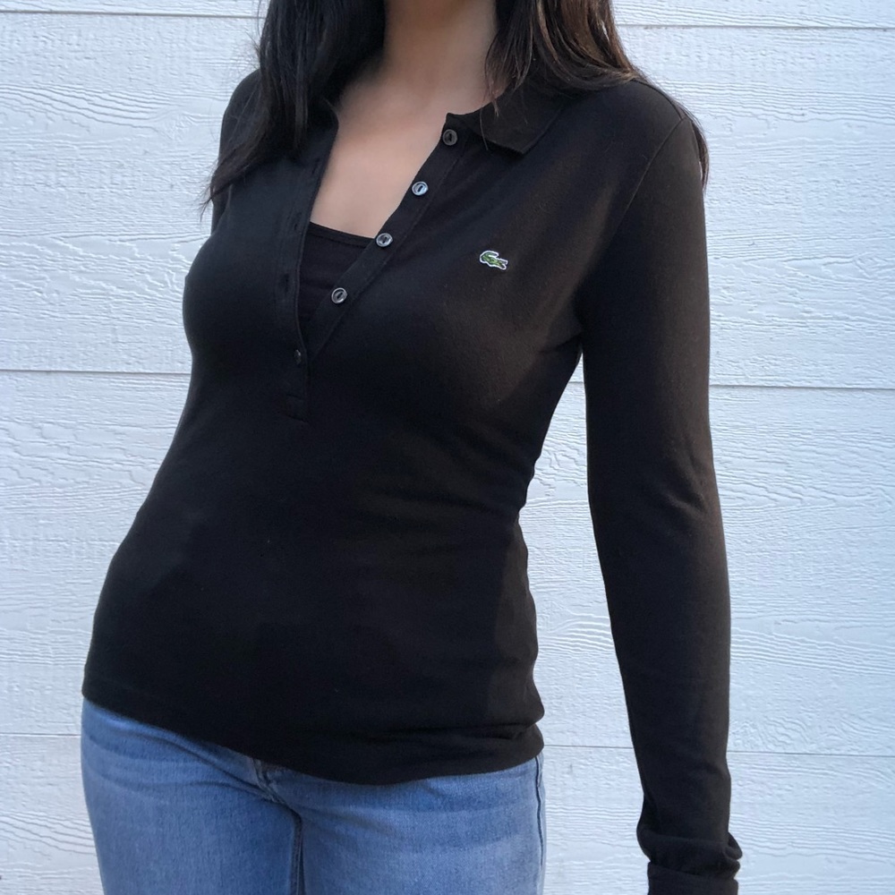 Lacoste Black 1/2 Button top